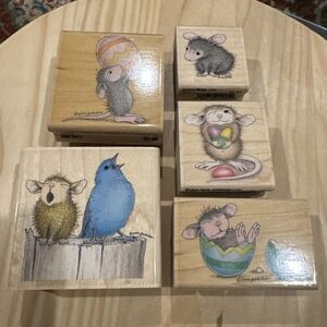 Stampabilities House Mouse 5 Item Set Easter Suprise Eggs Muzzy Rubber Stamps